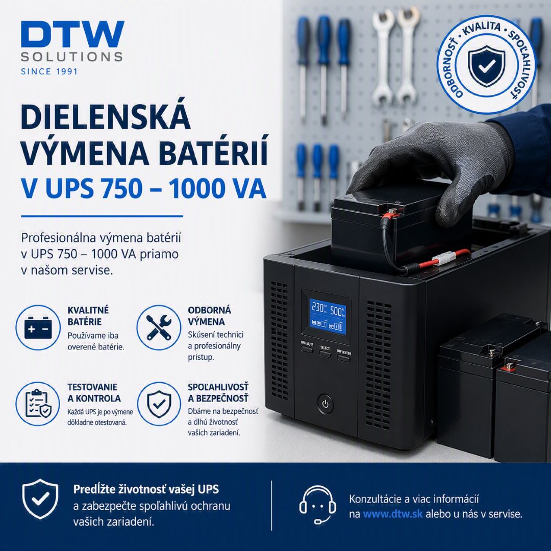 Dielenská výmena batérií v UPS 750 - 1000 VA