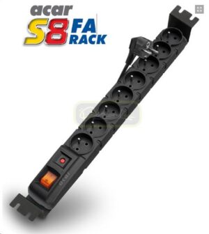 19" napájací panel ACAR S8/3m 8x230V-3m BK