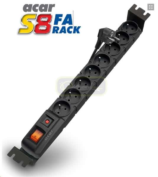 19" napájací panel ACAR S8/3m 8x230V-3m BK