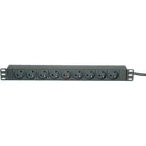 19" zásuv. lišta 8xUTE, vidlica (CEE 7/7), 16A, 3600W, 2m, čierna
