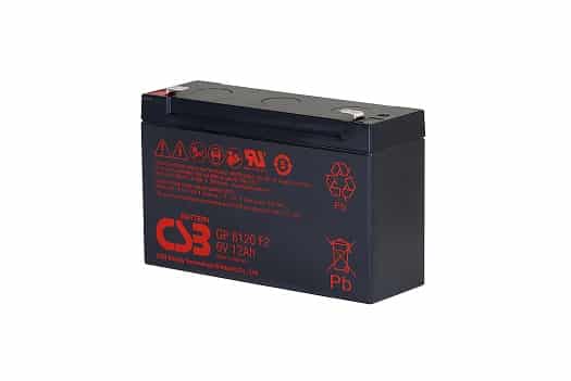 Olovená batéria GP 6120 F2, 6V/12Ah, 151x50x94 mm (dĺžka x šírka x výška)