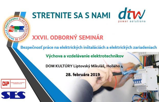 pozvánka na odborný seminár o bezpečnsoti práce na elektrikých inštaláciach