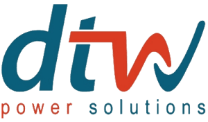 červeno modré logo a názov spoločnosti DTW - Power Solutions